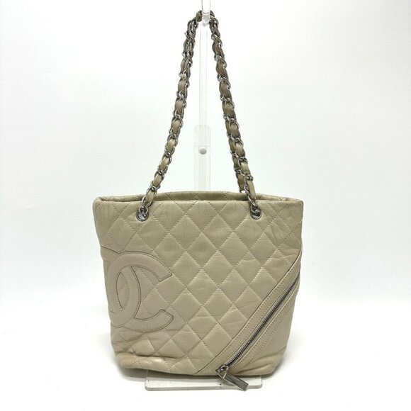 CHANEL A34317 Cambon Line Cotton Club CC CC Mark Shoulder Bag Leather White - Picture 1 of 14